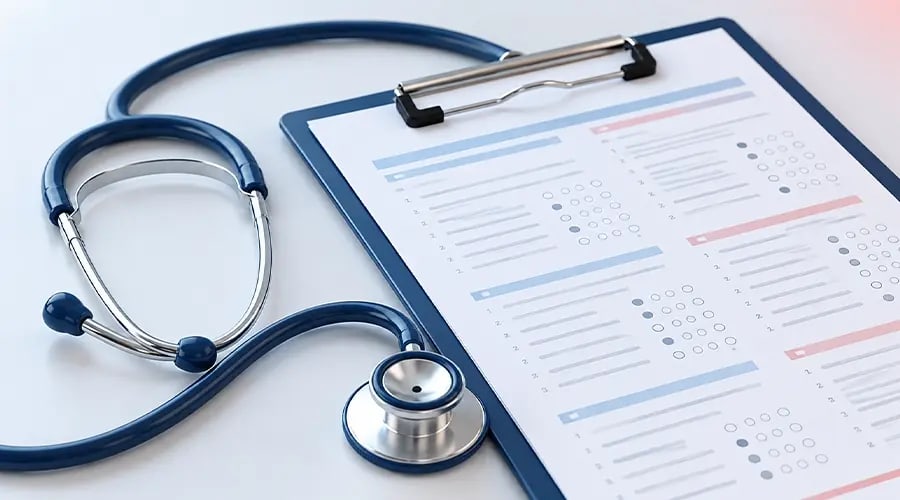 NEET PG rank wise seat allotment 2026 Stethoscope and exam sheet representing NEET PG rank wise seat allotment 2026